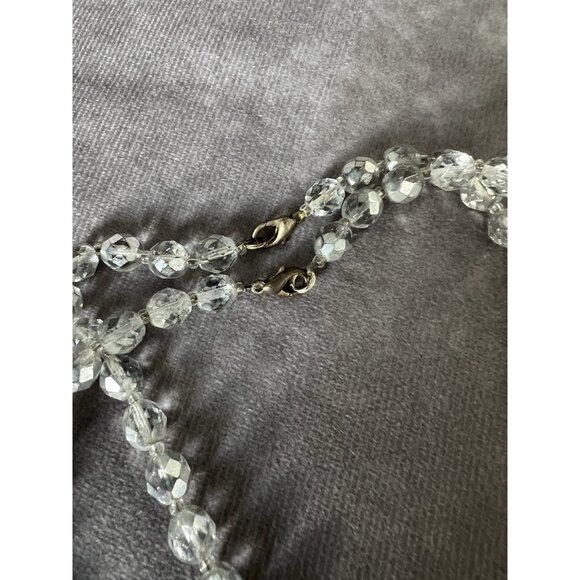 VTG Elegant Long Double-Strand Clear Crystal Bead Necklace - Picture 5 of 9